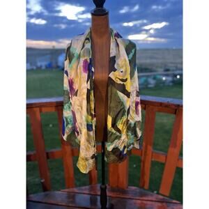 Yala | Vtg 100% Silk Scarf | Abstract Floral | Approx 29 X 64